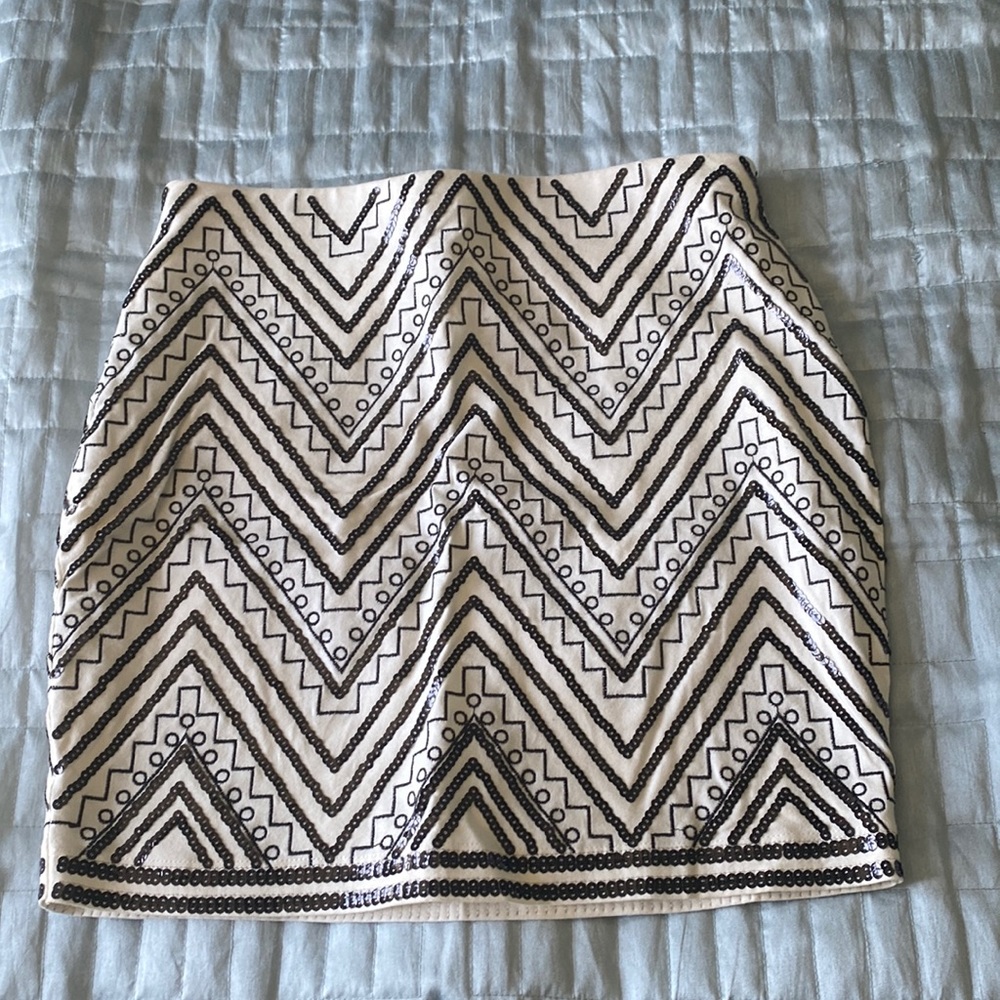 Express sequin and embroidered mini skirt